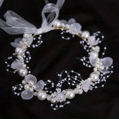 Faux Pearl Flower Headband Bridal Headdress Wedding Crown