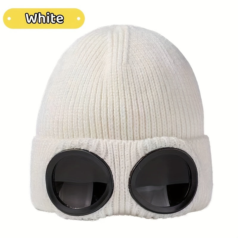 Winter Knitted Hat With Glasses Coldproof Ear Protection