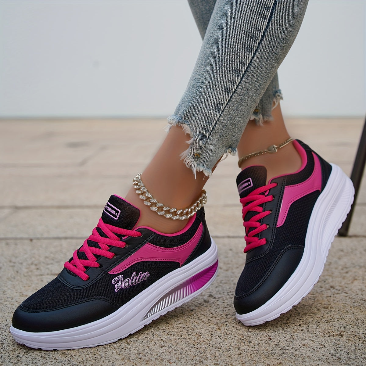 Women's Mesh Heightening Running Shoes Autumn Travel Sneakers