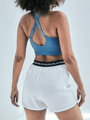 Letter Pattern Waist Fitness Causal Shorts for Women