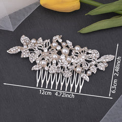 Bridal Hair Comb Faux Pearl Wedding Headpiece Vintage Floral Hair Piece