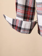 Boys Plaid Long Sleeve Shirt Spring Autumn Casual Lapel Top