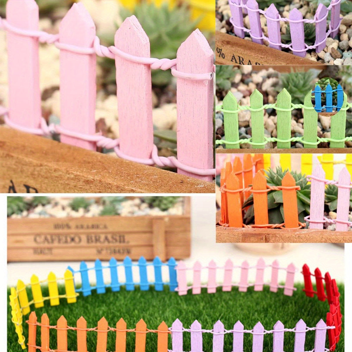 Colorful Wooden Mini Fences for Succulents