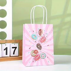 4pcs Colorful Donut Favor Bags with Handle - Donut Theme Party Goodie Bags