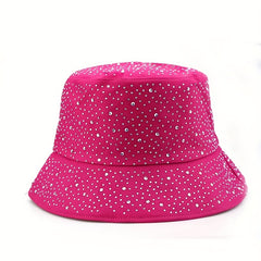 Rhinestone Decor Bucket Hat Lightweight Solid Casual Sun Hat
