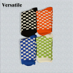 12 Pairs Checkerboard Crew Socks Women's Stockings