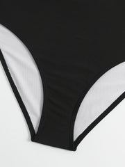 Colorblock Ruffle Trim Cut Out One Piece Swimsuit Women's Plus