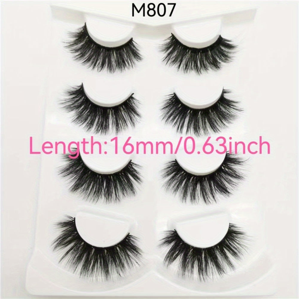 3D False Eyelashes Natural Look Four Pairs Pack