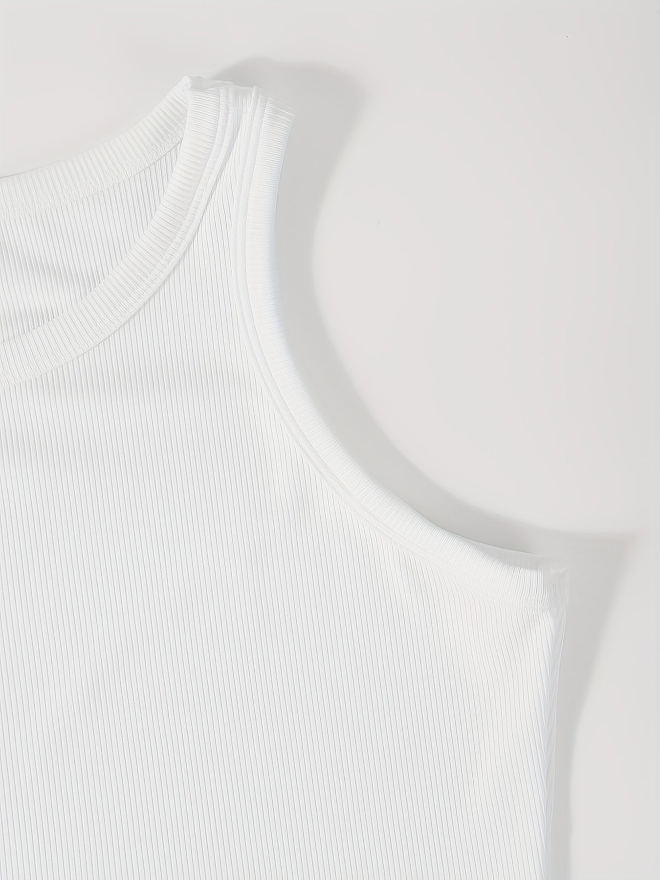 Ribbed Drawstring Cami Top Crew Neck Casual Top