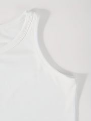 Ribbed Drawstring Cami Top Crew Neck Casual Top
