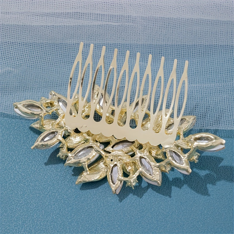 Girls Rhinestone Hairpin Crystal Leaf Hairpin