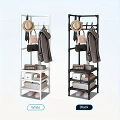 Durable Triangle Coat & Shoe Rack, 14 Hooks, 2/3 Layers Storage Space