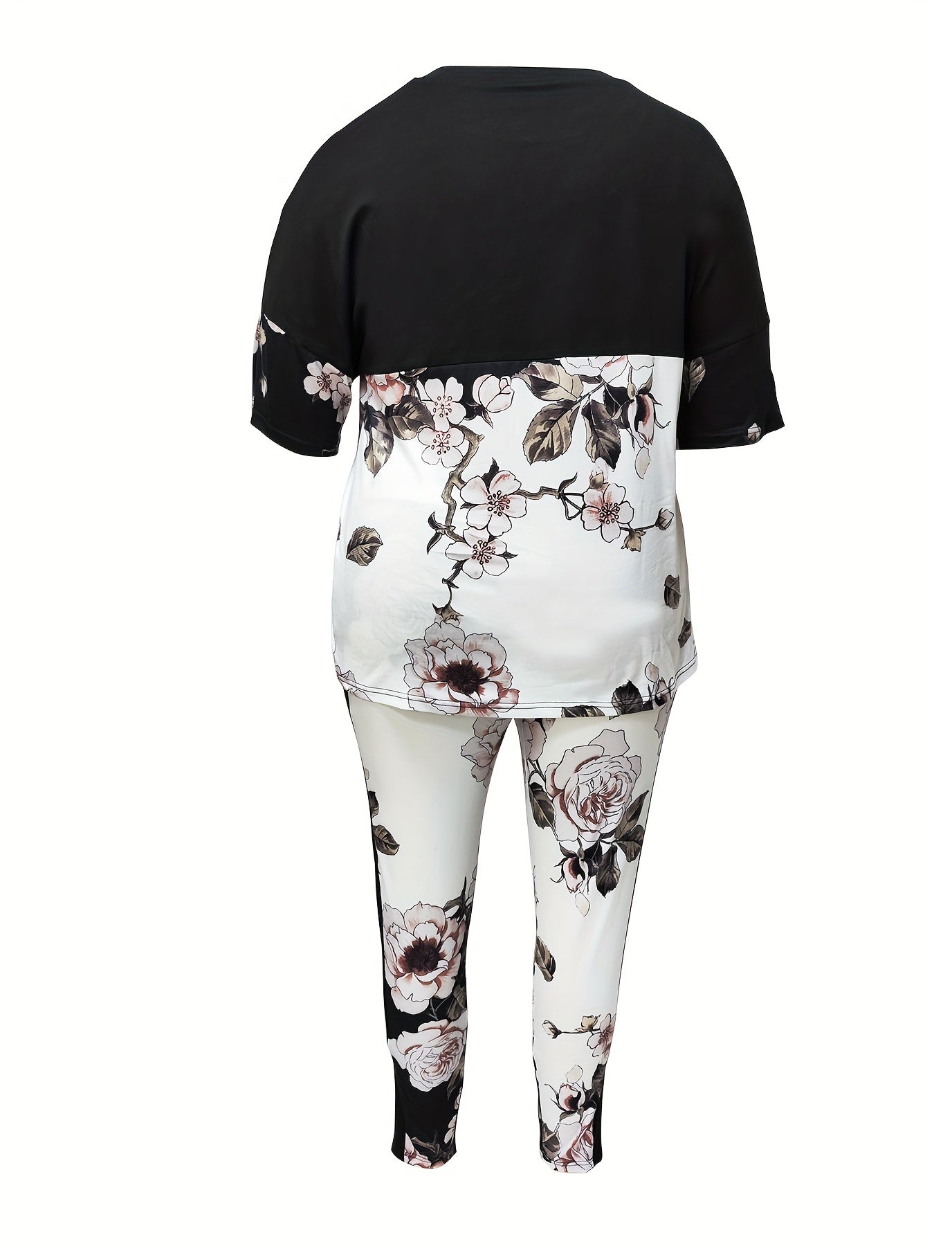 Colorblock Baroque Print Top & Pants Set