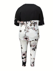 Colorblock Baroque Print Top & Pants Set