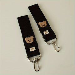 2-Piece Baby Car Hook Embroidered Bear Hanging Stroller Pendant