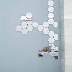 12pcs Hexagon Mirror Wall Stickers DIY Apartment Decor Easy Apply