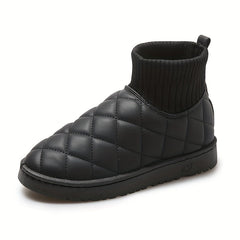 Women's Argyle Quilted Winter Snow Boots With Fleece Lining