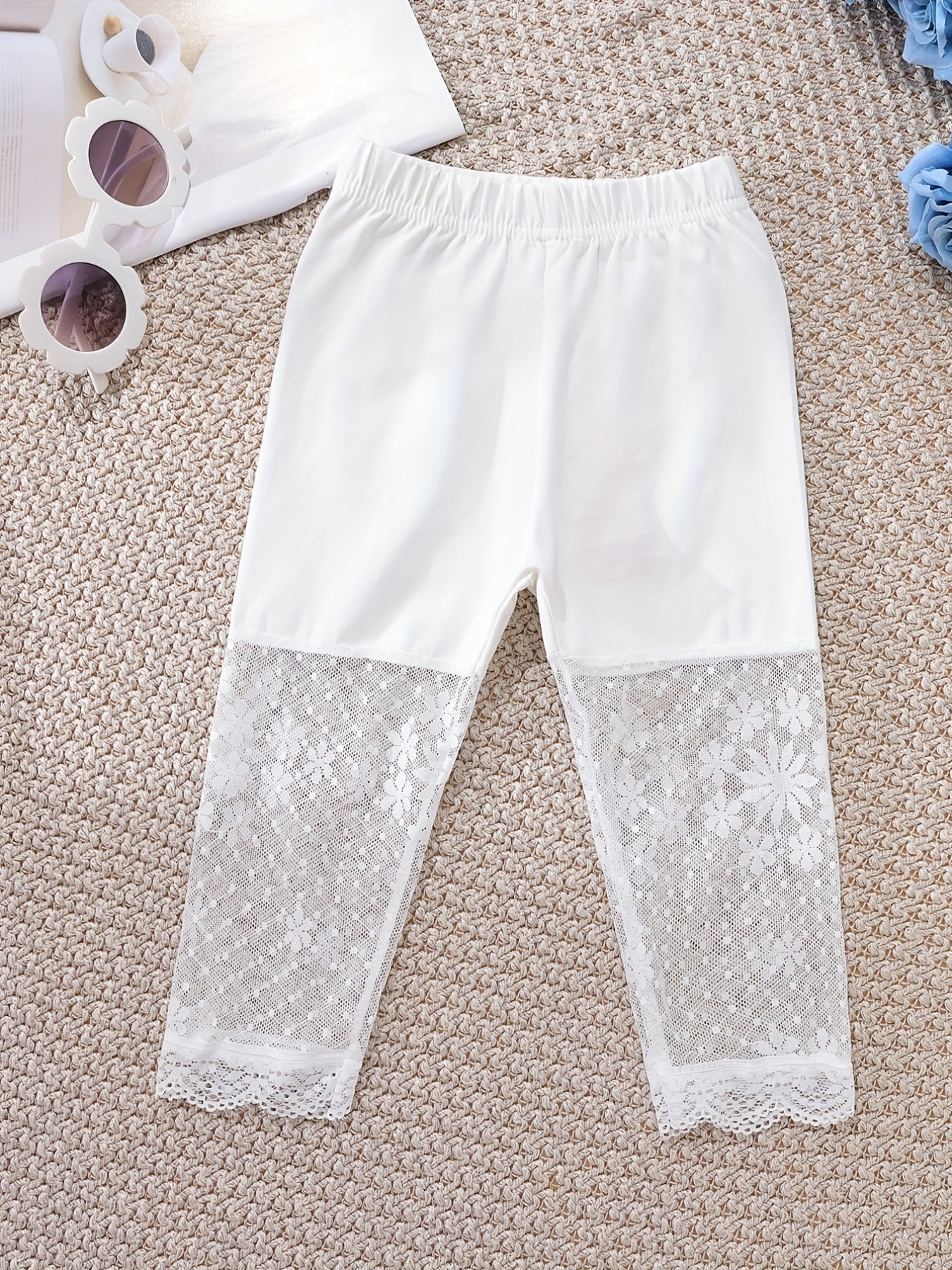 Girls' Mesh Lace Stitching Safety Leggings