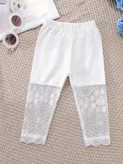 Girls' Mesh Lace Stitching Safety Leggings