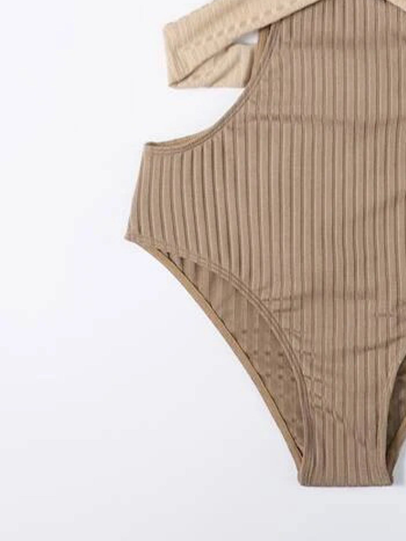 Beige Criss Cross One Piece Swimsuit