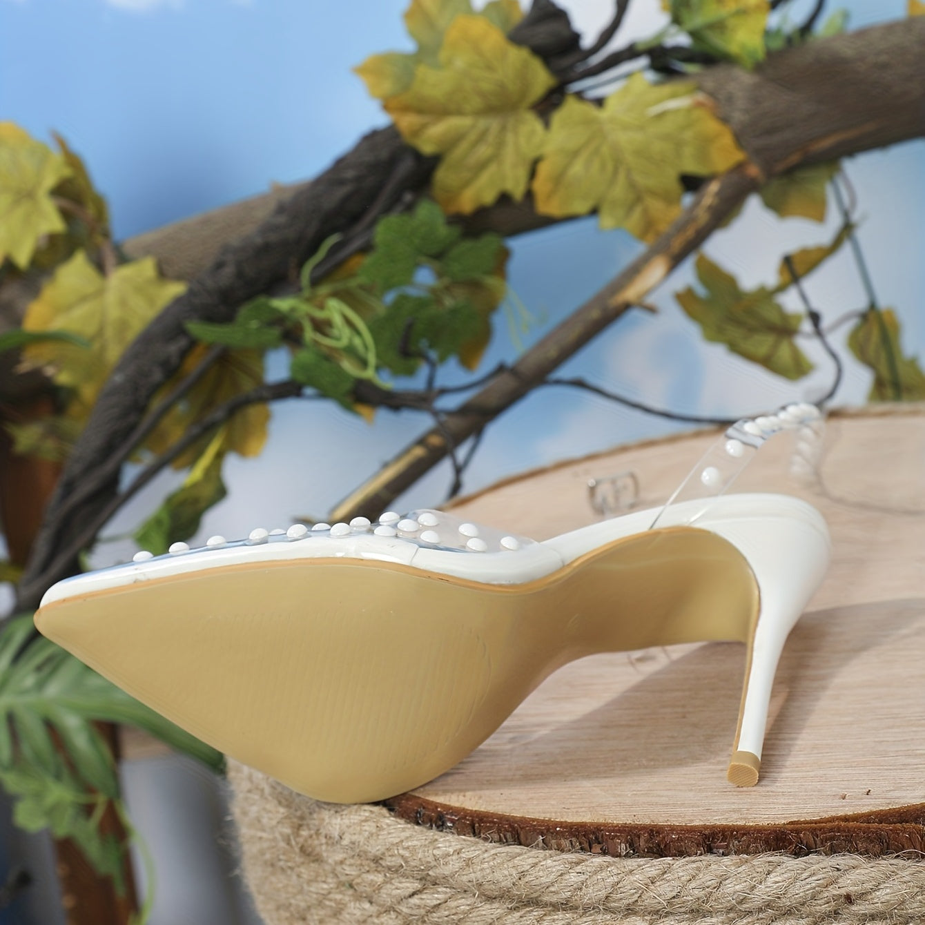 Rhinestone Point Toe Stiletto Heel Slingback Shoes