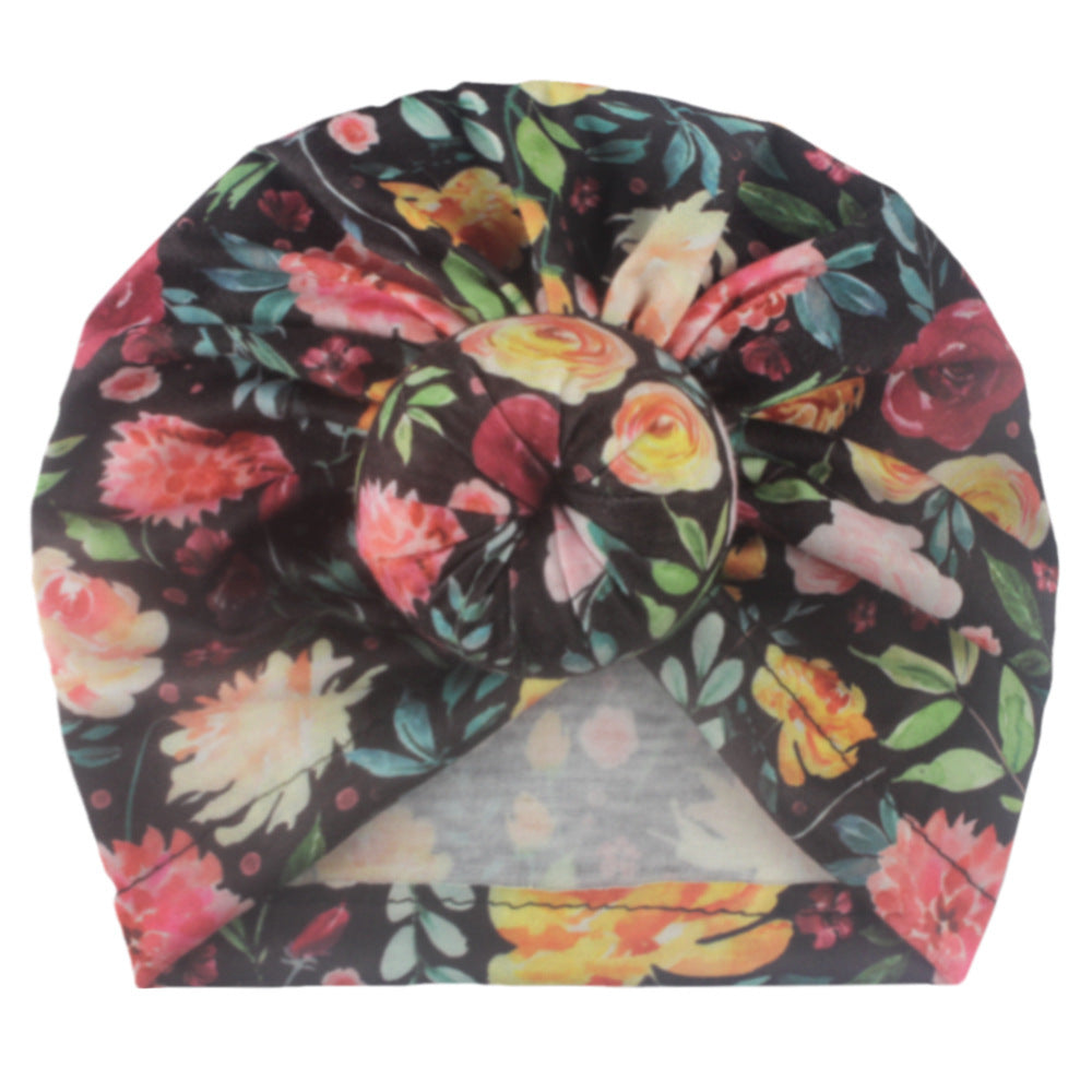 Printed Bun Head Baby Headscarf And Hat 0-3 Years Old Baby Supplies