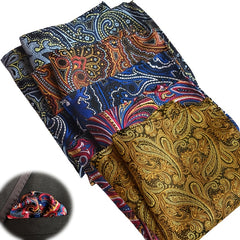 5 Assorted Mens Silk Pocket Square Handkerchiefs Set 25.4x25.4cm