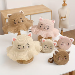 Summer Children's Straw Hat Female Embroidery Sunscreen Sun Hat Beach