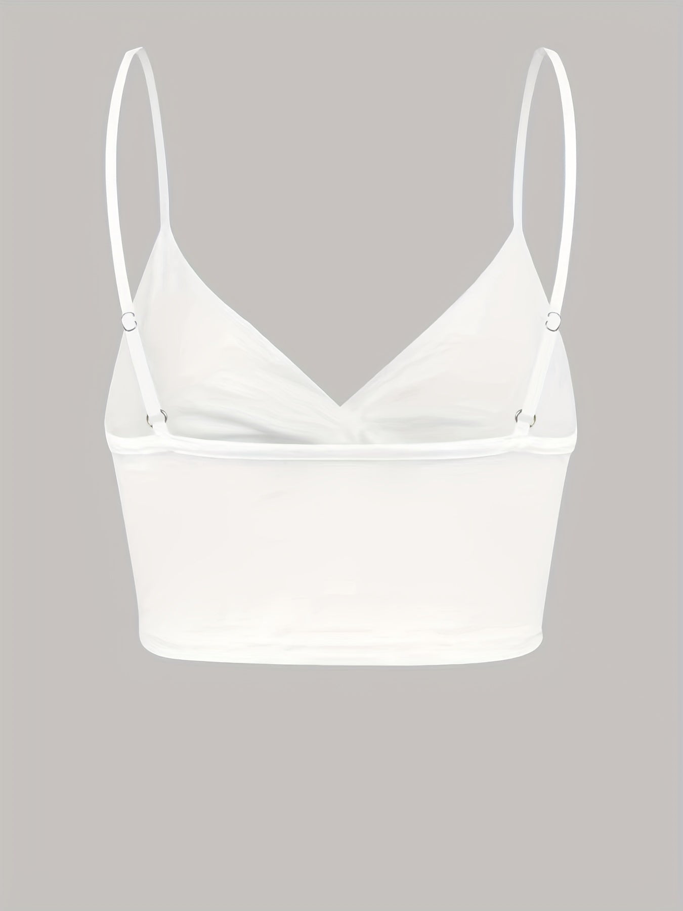 Solid V Neck Bikini Top Twisted High Stretch Spaghetti Straps Beachwear Top