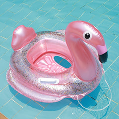 Large Flamingo Shaped Sequin Translucent Swimming Ring