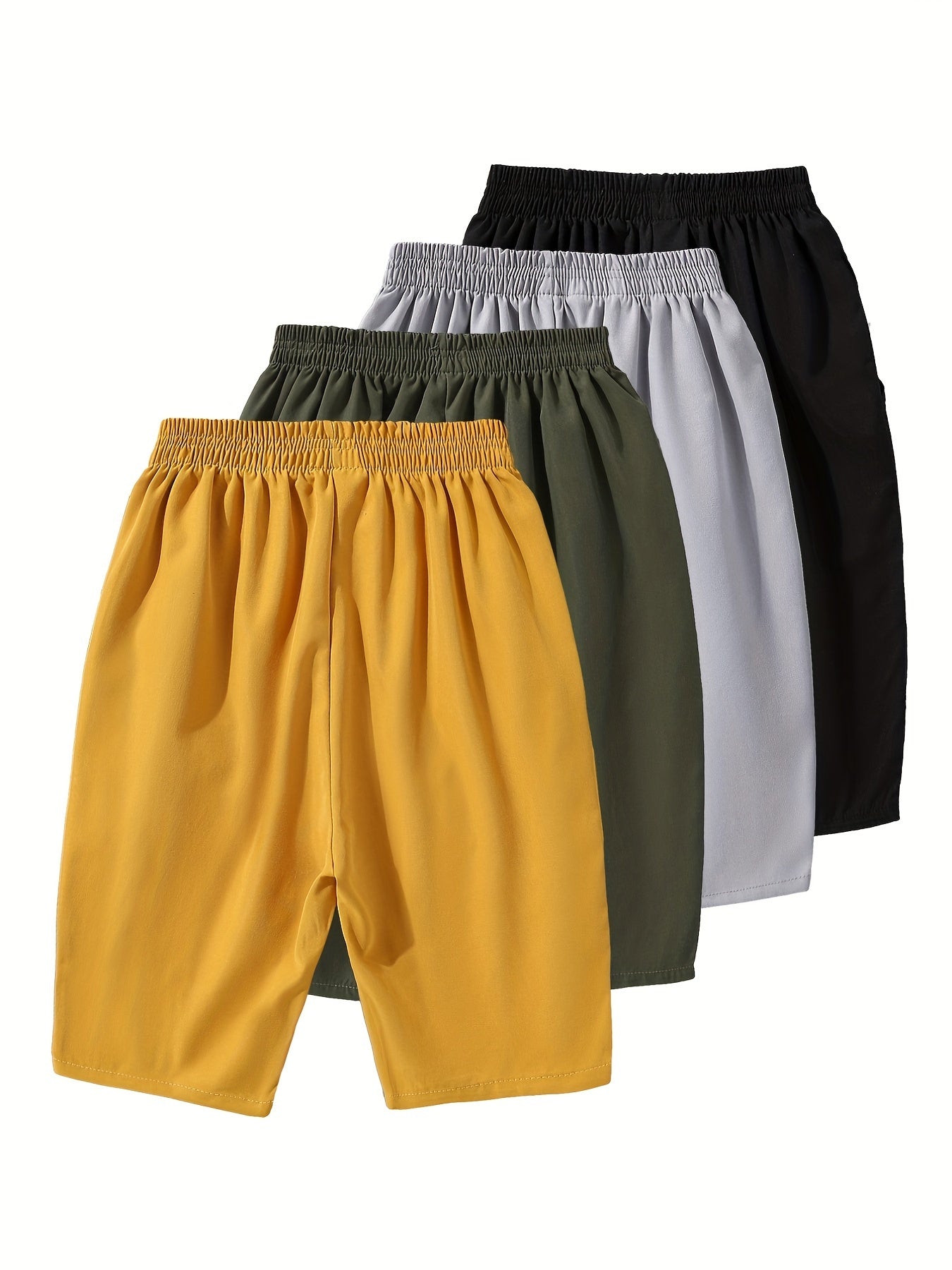 4pcs Boys Comfortable Casual Shorts with Pocket for Summer