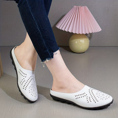Women's Hollow Out Flat Shoes Slip on Summer Half Slippers