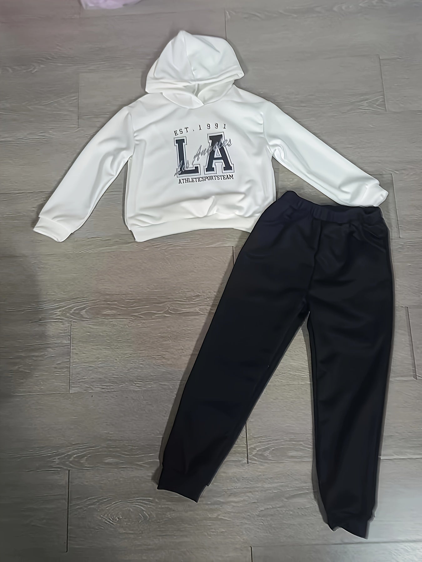 Boy's 2pcs Hoodie & Sweatpants Set LA Letter Print Long Sleeve Top