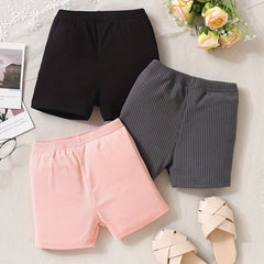 Toddler Baby Girls Ribbed Kit Shorts 3pcs Set