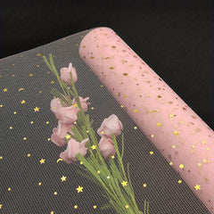5 Yards Bronzing Star Moon Gauze Translucent Flower Wrapping Paper