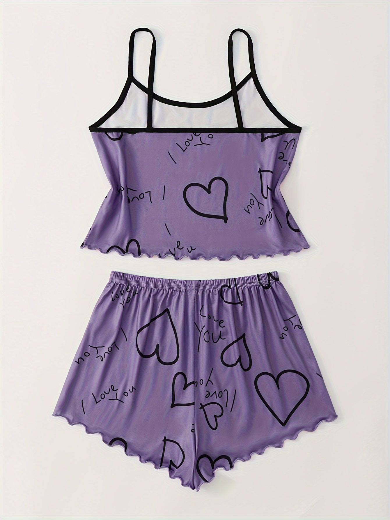 Women's Heart Print Pajama Set & Cozy Shorts