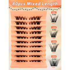 80 Clusters Eyelashes Fox Eye Sexy Lashes DIY Faux Mink False Eyelashes