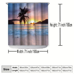 Beach Landscape Shower Curtain Waterproof Bathroom Decor