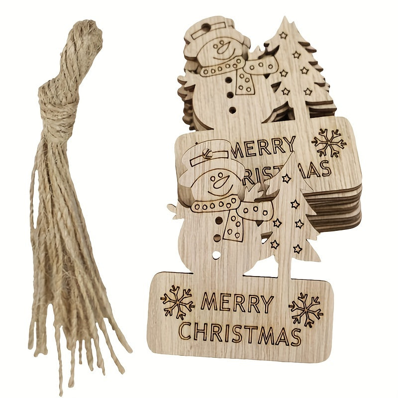 10pcs Christmas Wooden Embellishment Xmas Tree Wood Cutouts