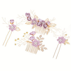 4pcs Flowers Hair Combs Bridal Head Accessories Decoration