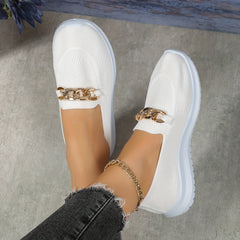 Women's Chain Decor Slip On Sneakers Outdoor Shoes Breathable Low Top