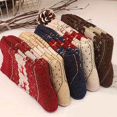 Elk Print Thickened Socks Warm Christmas Mid Tube Women's Stockings