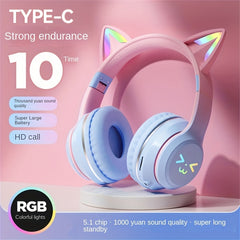 Colorful Cat Ear Earphones Wireless Headband Music Network