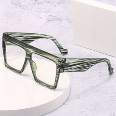 Men's Square Frame Flat Mirror Glasses
