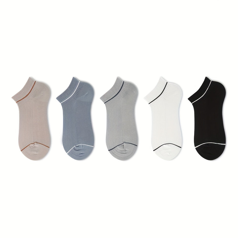 5 Pairs Ribbed Ankle Socks Soft Lightweight Low Cut Women's Stockings