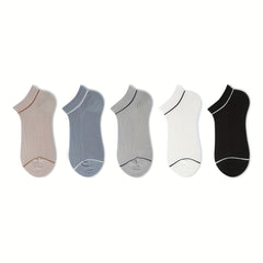 5 Pairs Ribbed Ankle Socks Soft Lightweight Low Cut Women's Stockings