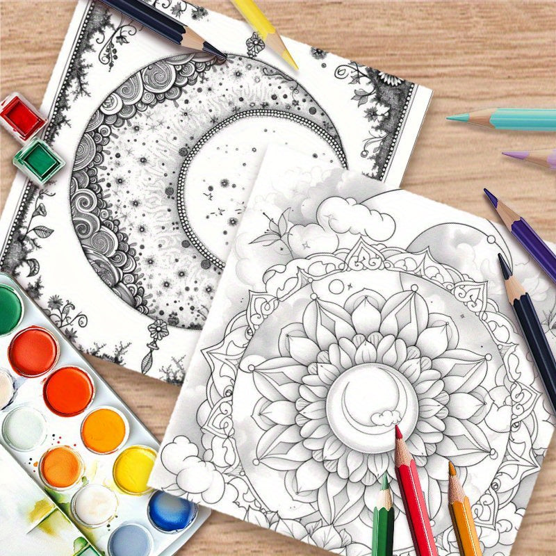 Moon & Flower Coloring Book for Adults Deluxe Upgrade Edition