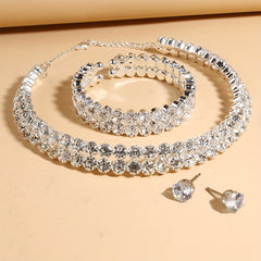 Zircon Necklace Earrings Set Bridal Wedding Jewelry
