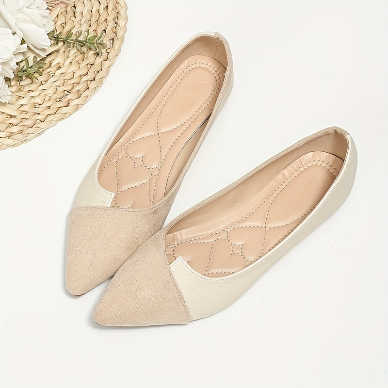 Women's Colorblock Ballet Flats Soft Sole Slip On Shoes