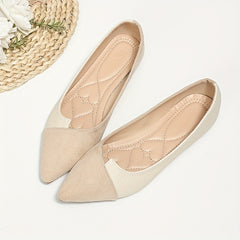Women's Colorblock Ballet Flats Soft Sole Slip On Shoes